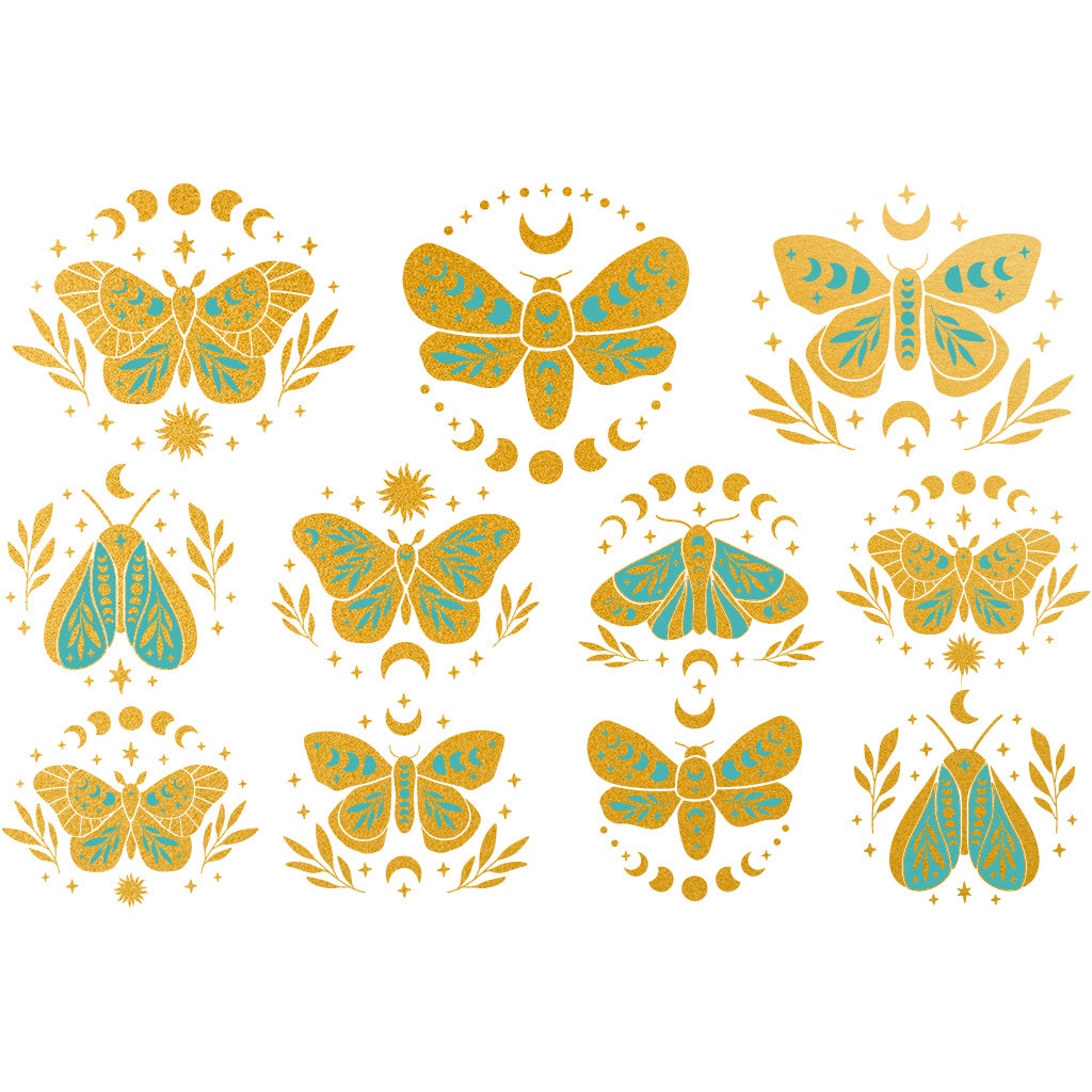 TEAL & GOLD - Moon Butterfly