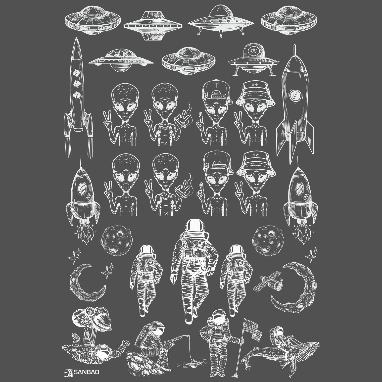 Underglaze Transfer - Space man & Alien