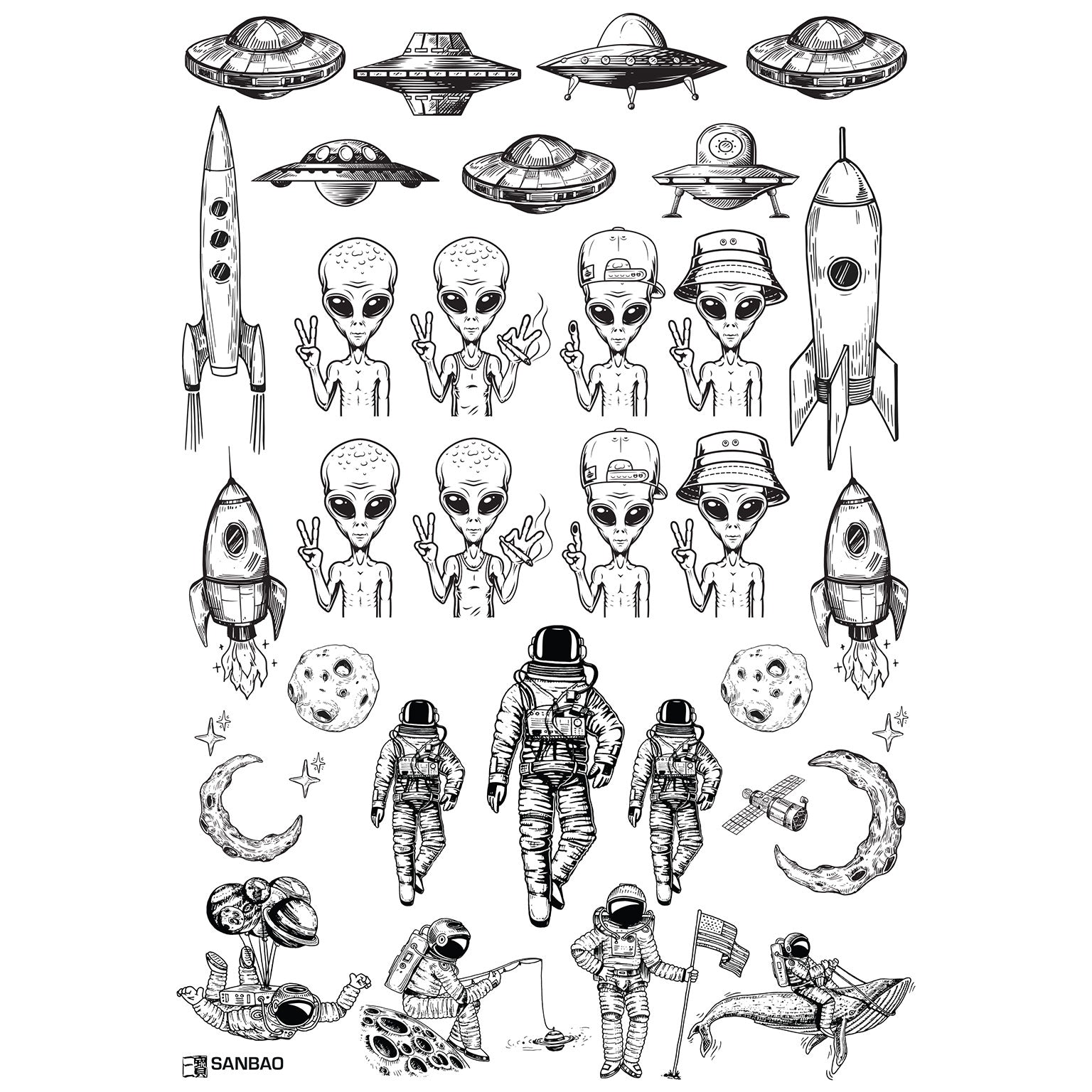Underglaze Transfer - Space man & Alien