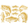 Gold Overglaze Decal - Lake Fish