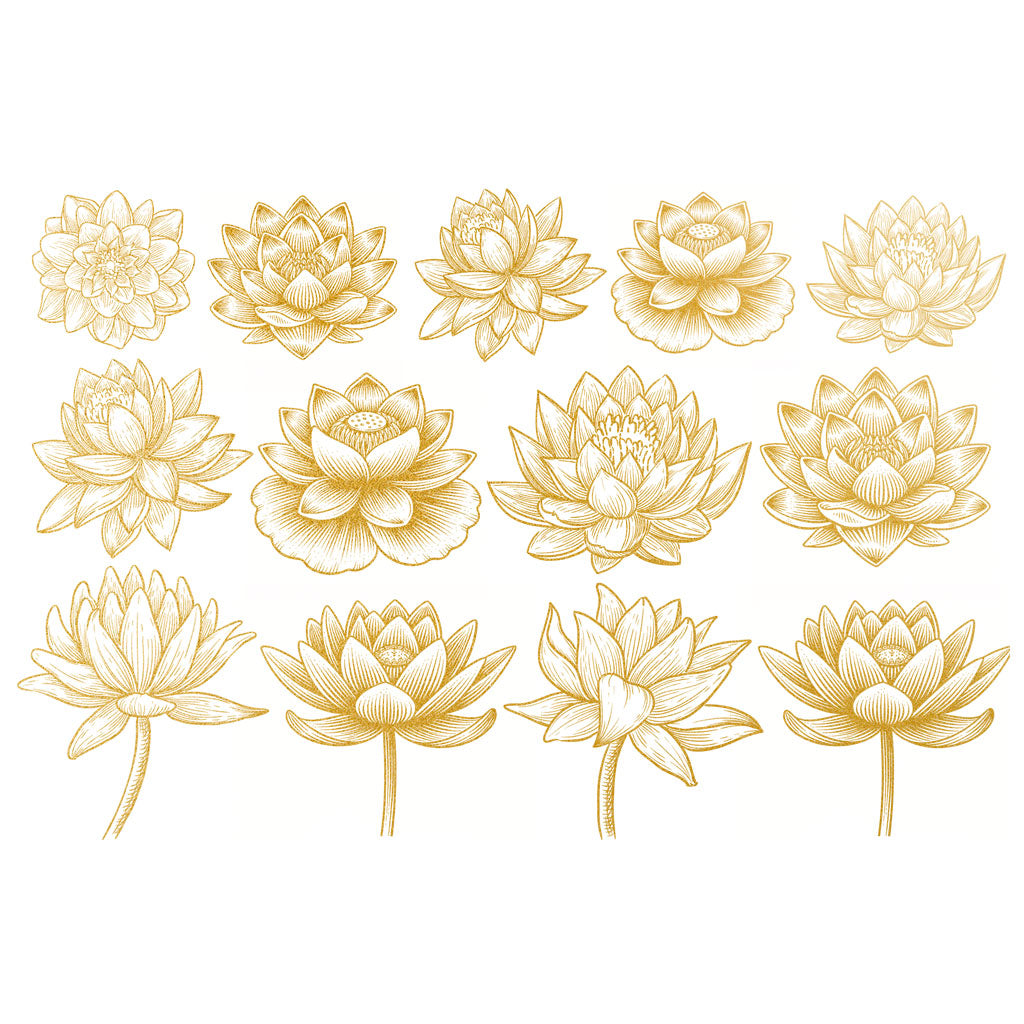 Gold Overglaze Decal - Gold Lotus