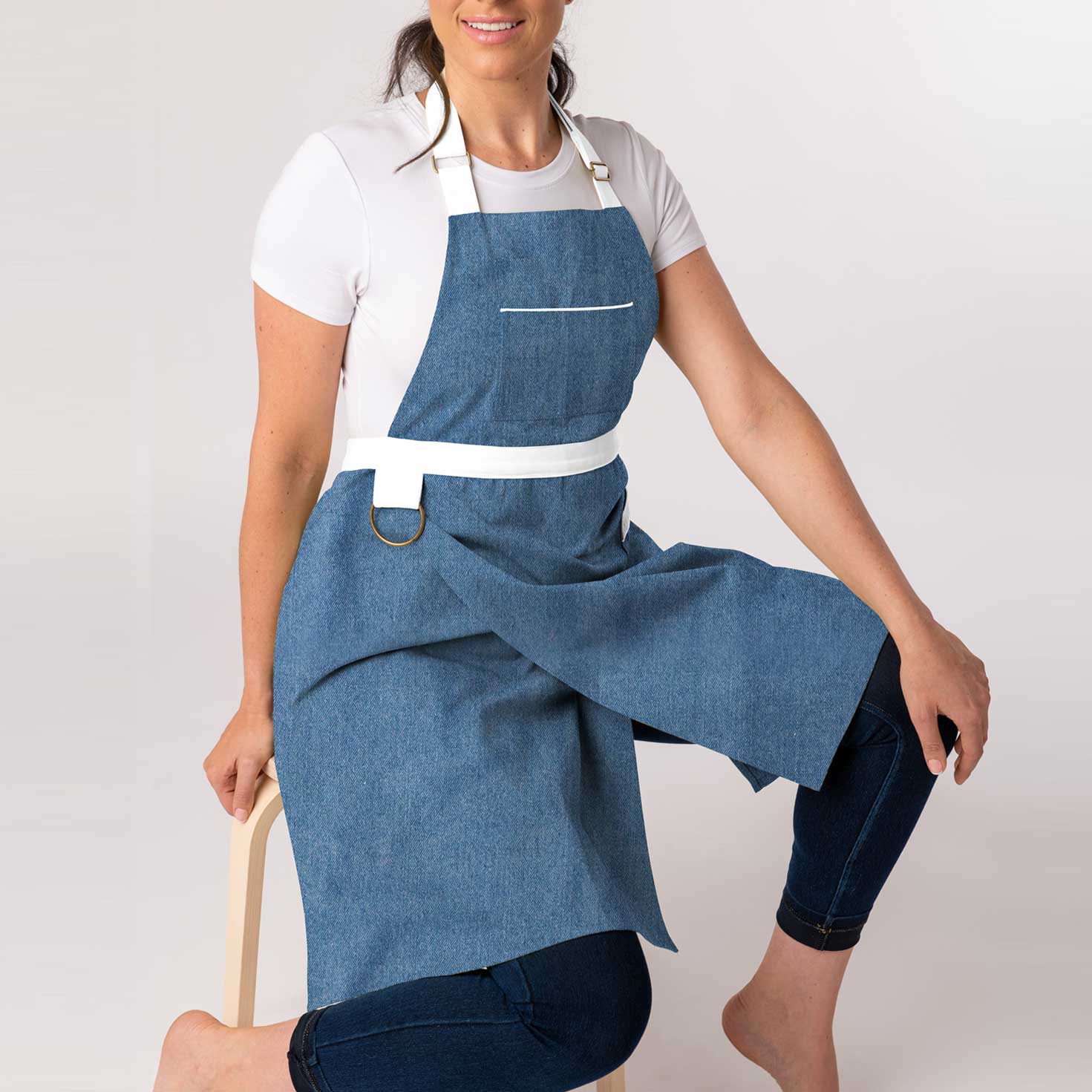 MOCOHANA Adjustable Durable Denim Split Leg Pottery Apron with Tool Adult