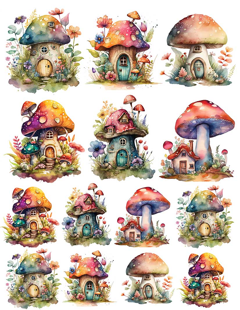 Overglaze decal - Fairy Mushroom House