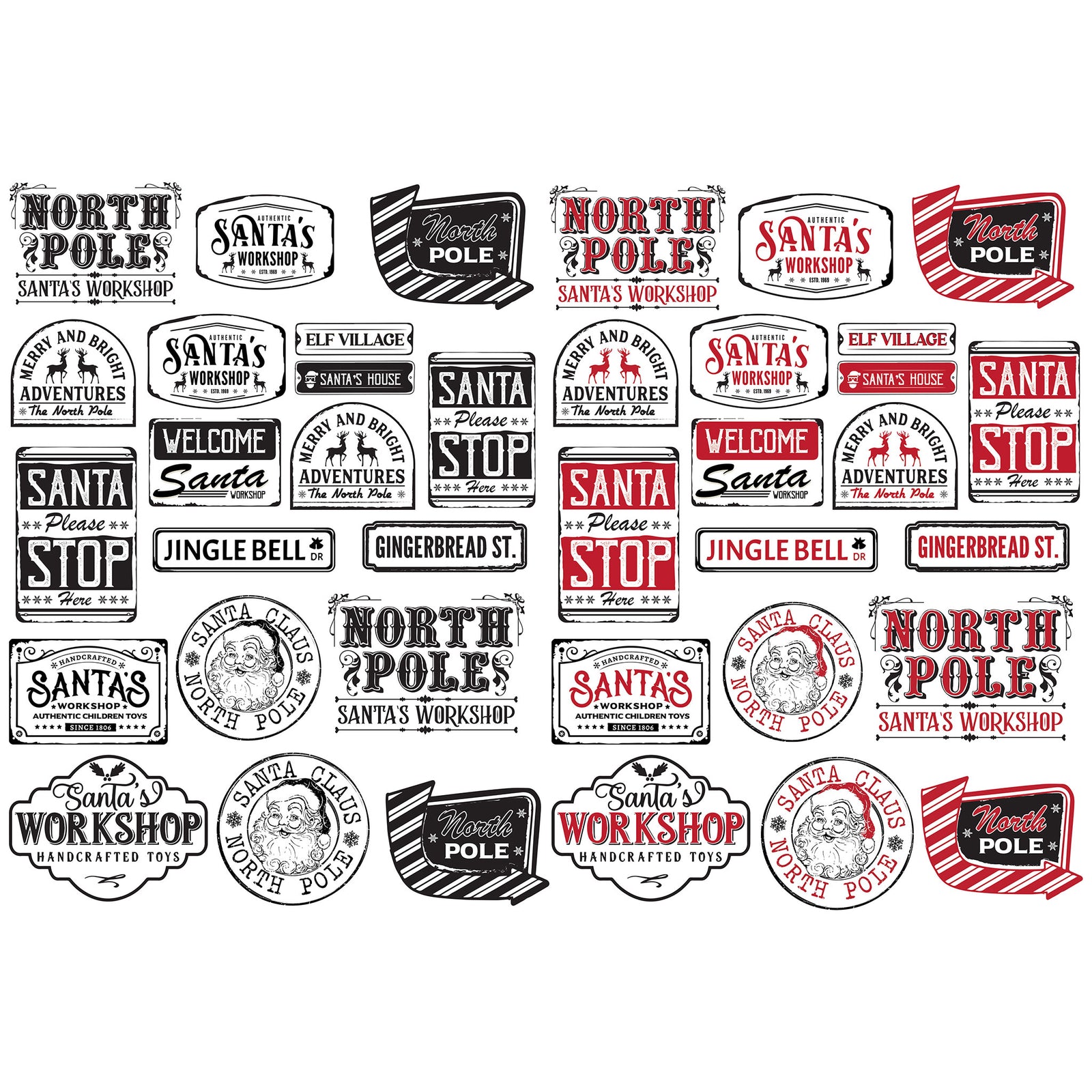 Underglaze Transfer -  Santa Workshop signs