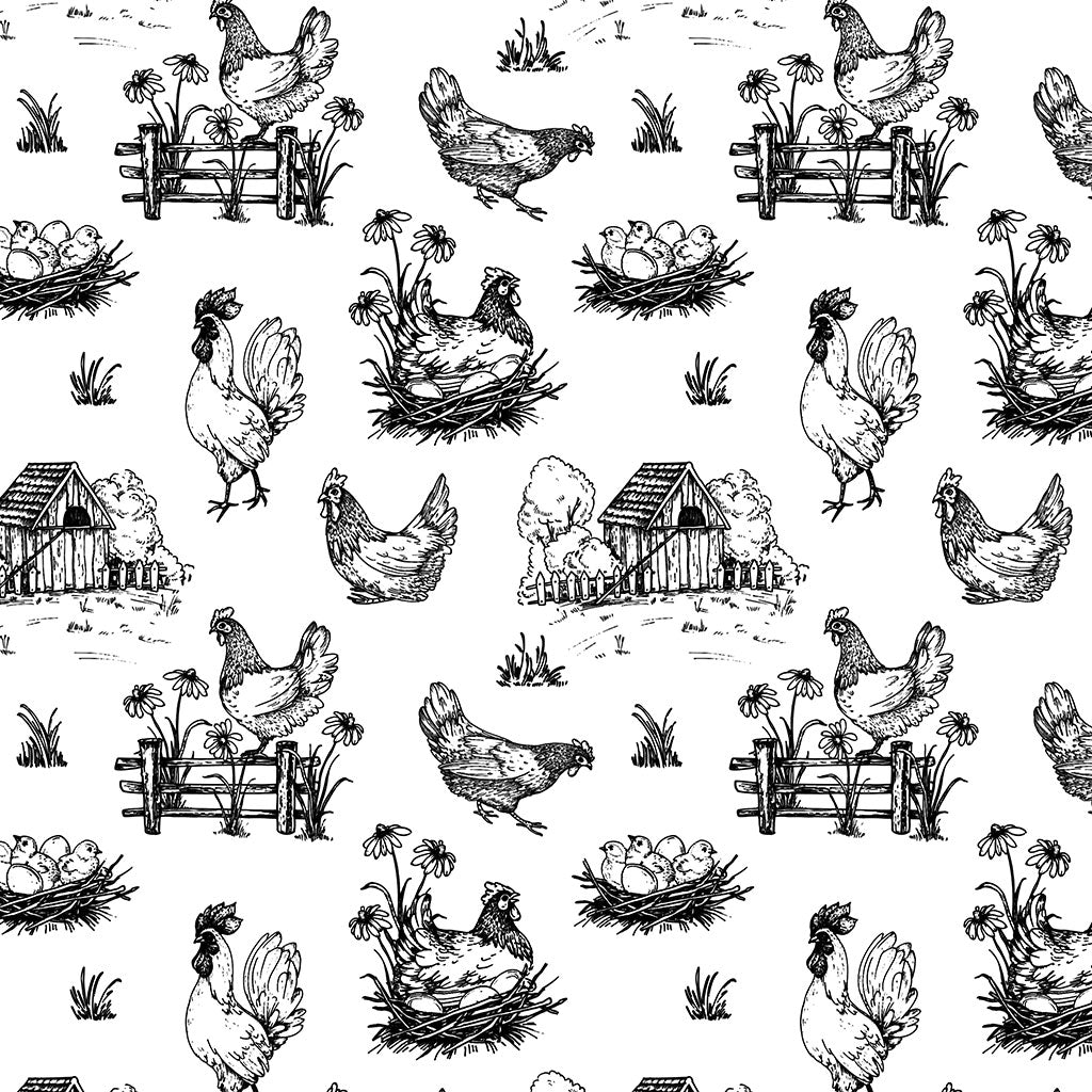 Underglaze Transfer -  Chicken farm