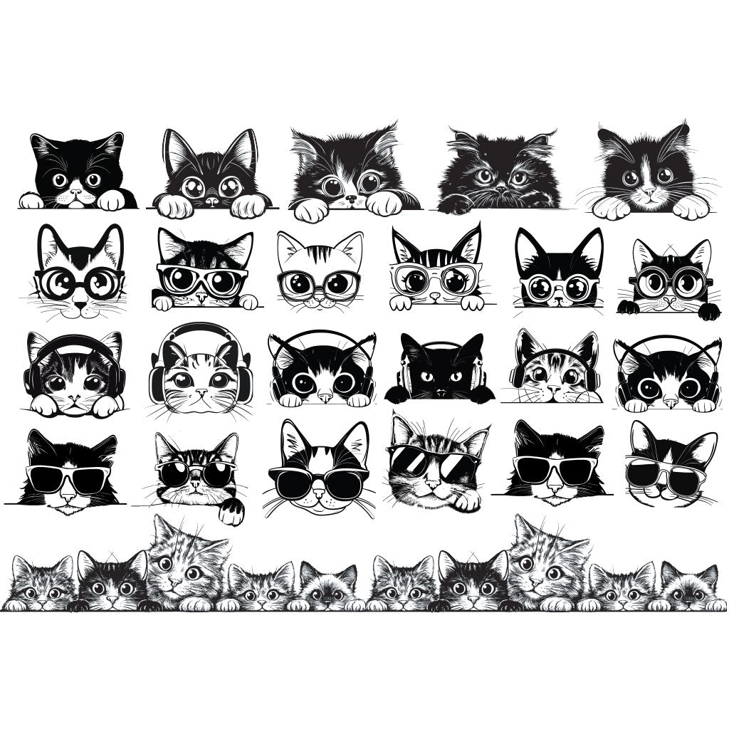 Underglaze Transfer -  Peaking Cats