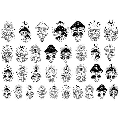 Underglaze Transfer -  Moon mushroom