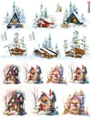 Overglaze decal - Winter Cabin