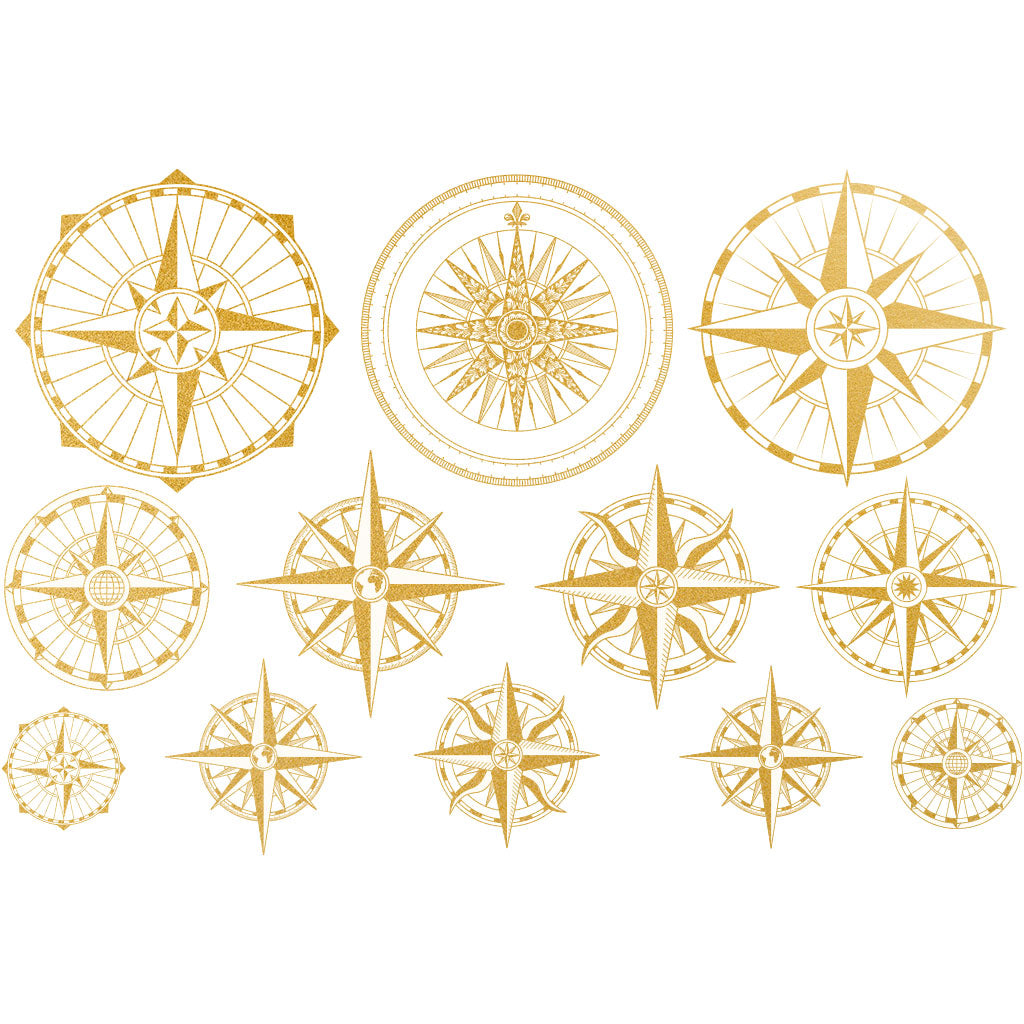 Gold Overglaze Decal - Compass