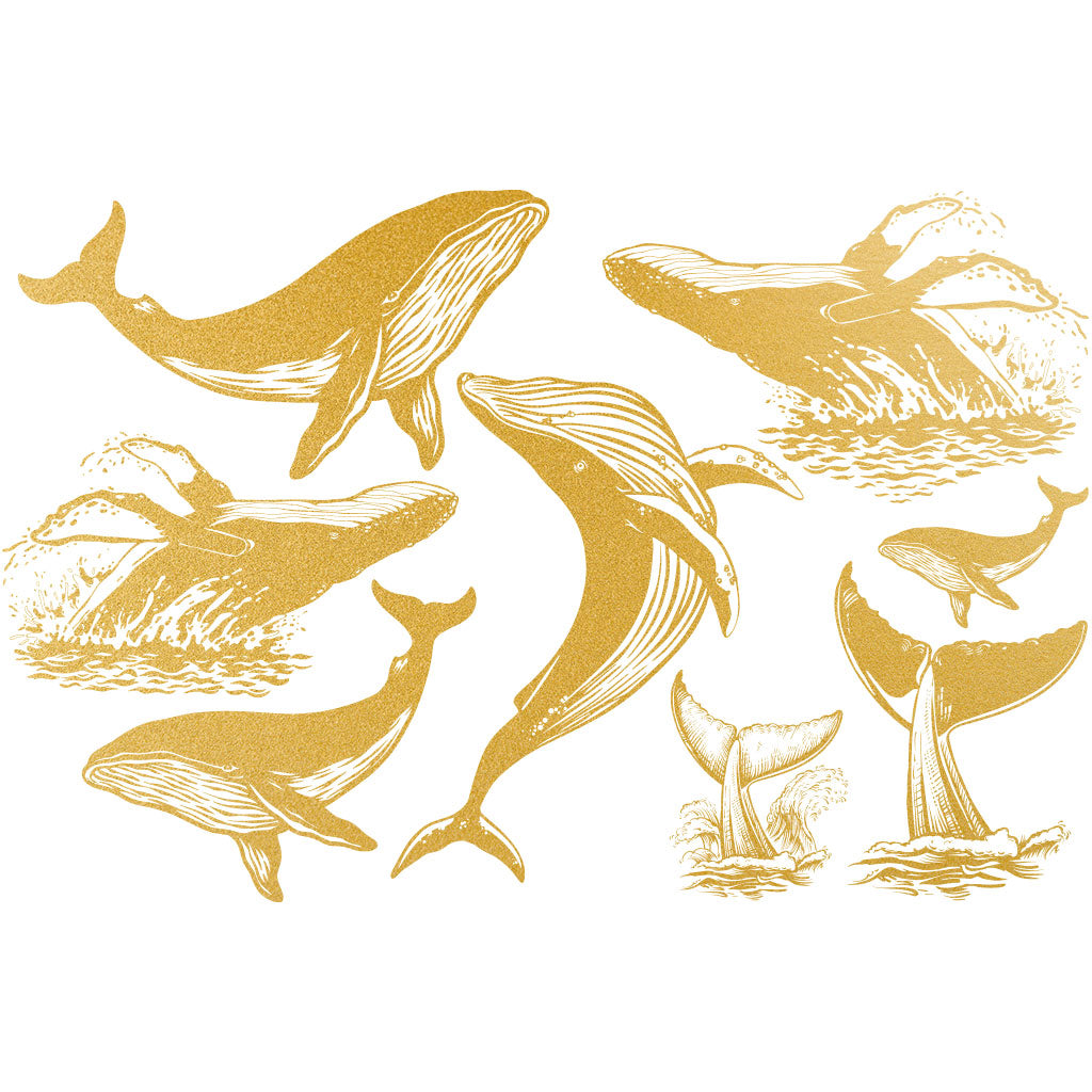 Gold Overglaze Decal - Whale