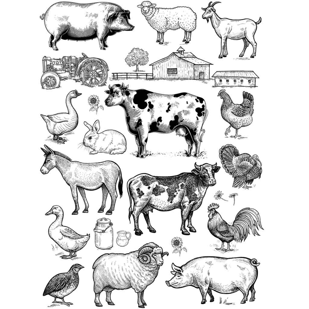 Underglaze Transfer - Farm Animals