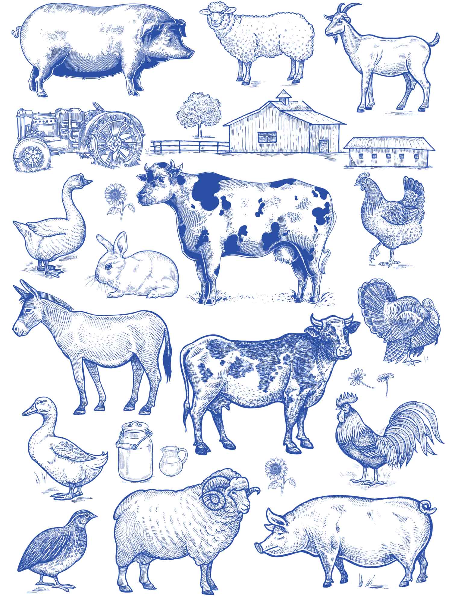 Underglaze Transfer - Farm Animals
