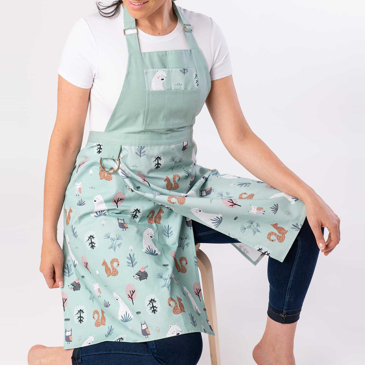 Split leg Pottery Apron - Forest Animal