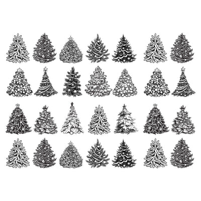 Underglaze Transfer - Holiday Trees, Christmas