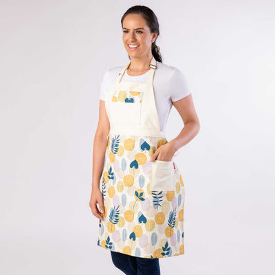 Split leg Pottery Apron - Pastel Leaf