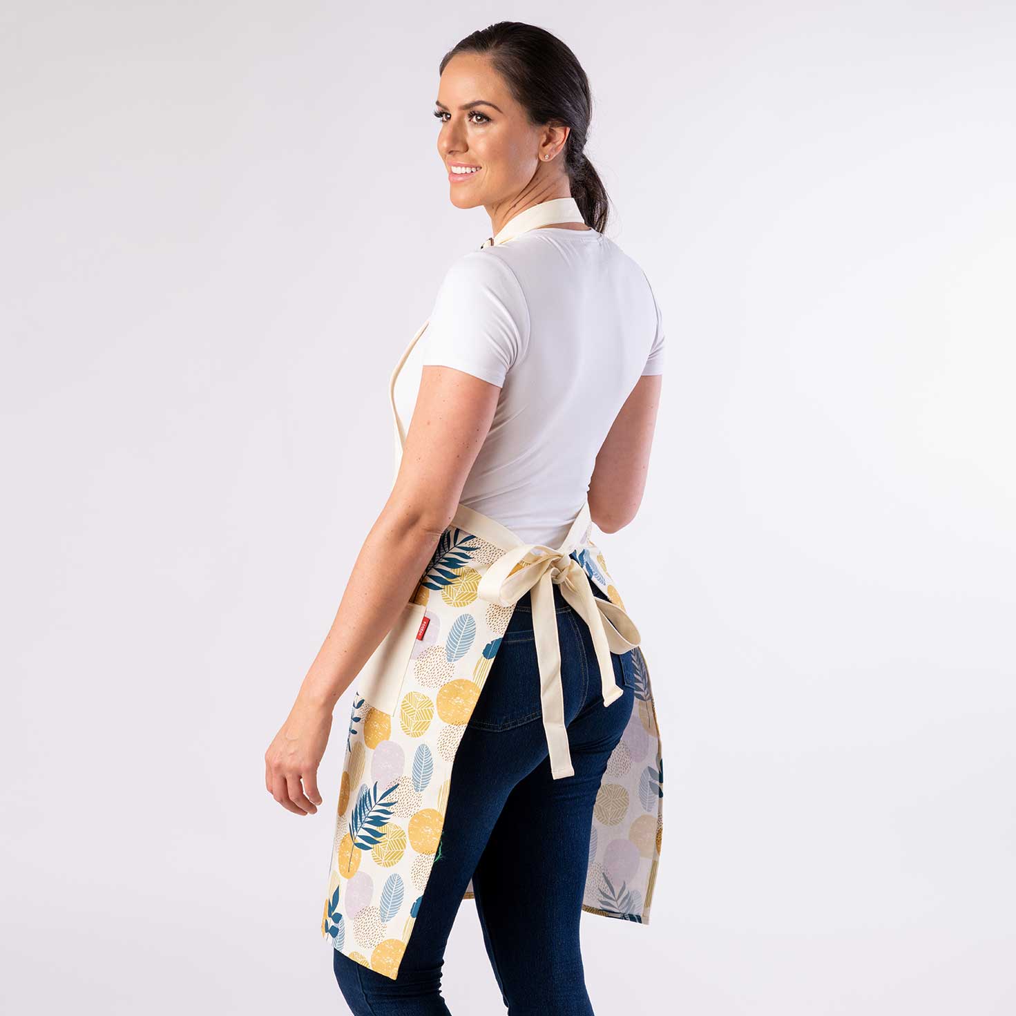 Split leg Pottery Apron - Pastel Leaf