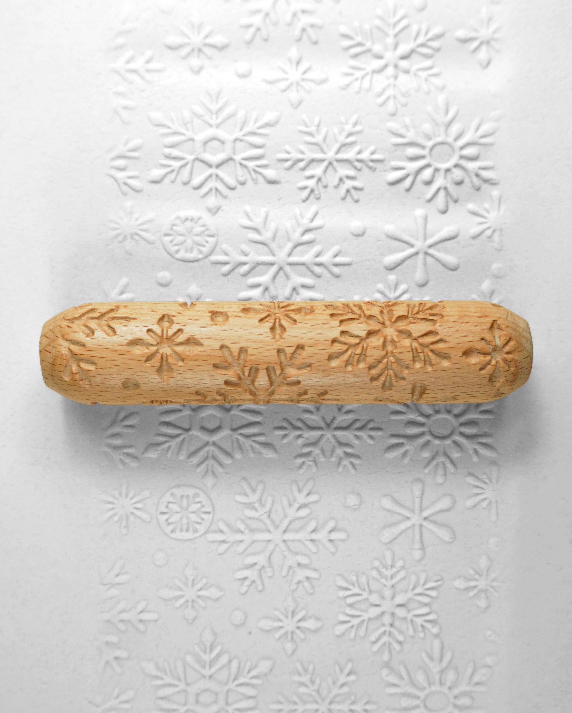 Polymer Clay Texture Roller Wood Carving with Handle Pottery Tool Snowflake  XMAS