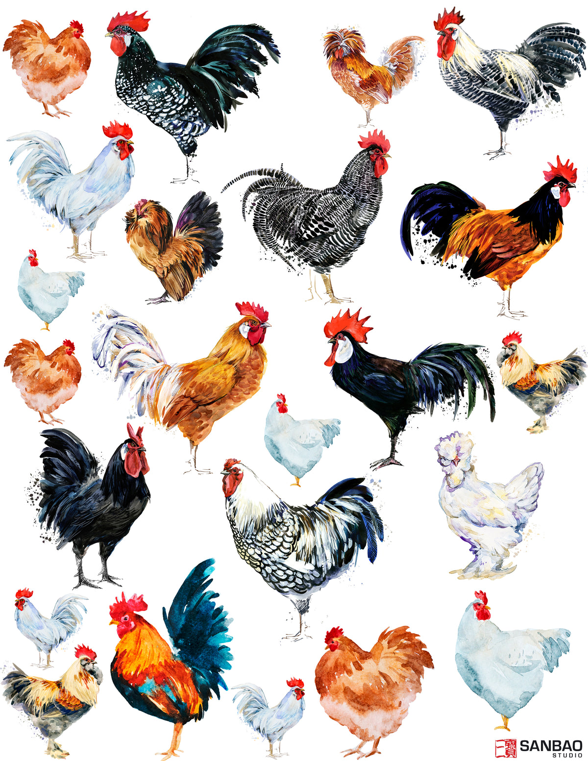 Overglaze decal - Rooster