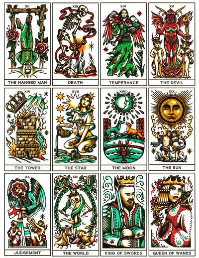 Overglaze decal - Tattoo Tarot Cards B