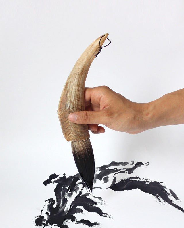 Buffalo horn with goat hair